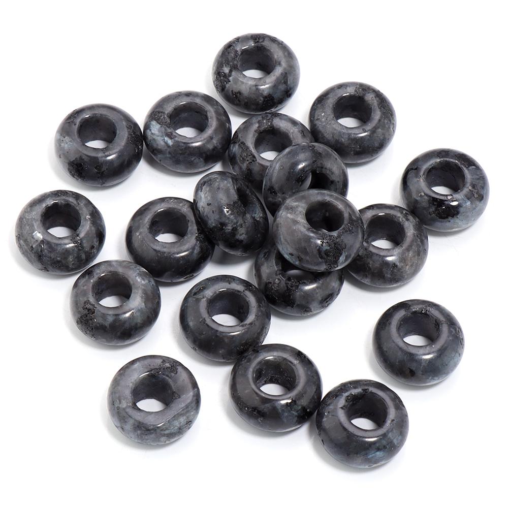 6pcs 14x8mm Natural Stone Beads Amethyst Tiger Eye Agate Jade Abacus Shape Big Hole Loose Beads for Jewelry Making DIY Bracelets