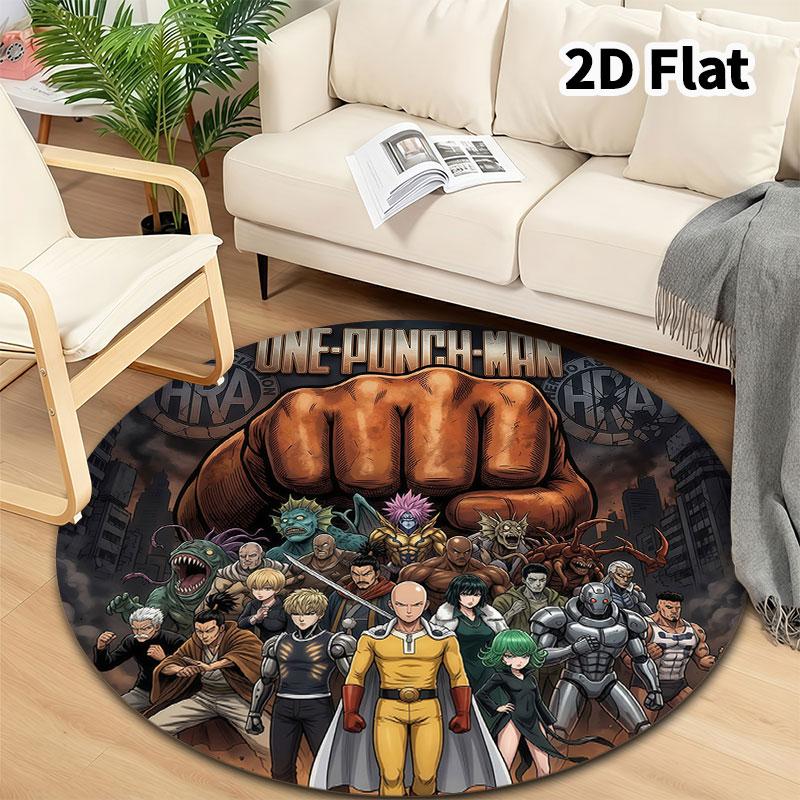 Onepunch Man Round Area Rug Carpet Rug For Living Room Bedroom Sofa Playroom Decor Nonslip Floor Mat