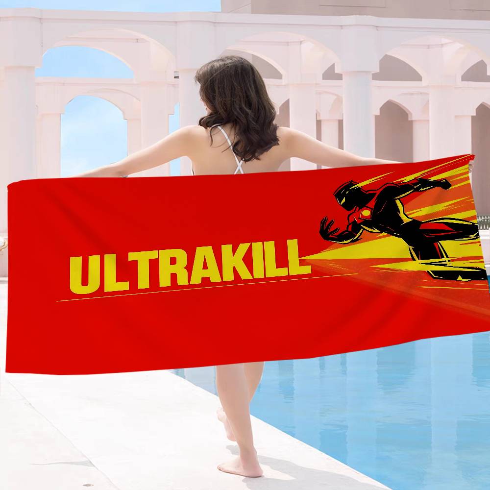 Fast-paced Retro Shooter ULTRAKILL Microfiber Beach Towel Absorbent Quick Dry Soft Yoga Swimming Resort Mountain Climbing Towel