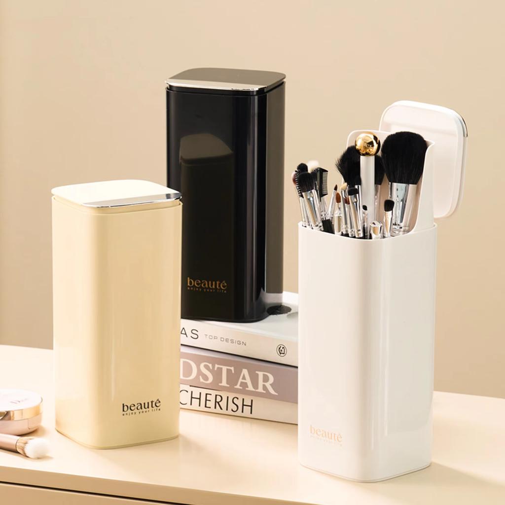 1pc Automatic Liftable Cosmetics Storage Box Desktop Dust Makeup Brush Brow Pencil Eyeliner Storage Bucket Make Up Organizer