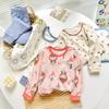 Children's pajamas pure cotton boys' long johns set girls' baby thermal underwear medium and children's bottom cotton sweater