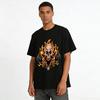 Flame Skull Holding Pistons Biker Style Graphic Casual T-Shirt Pure cotton T-shirt