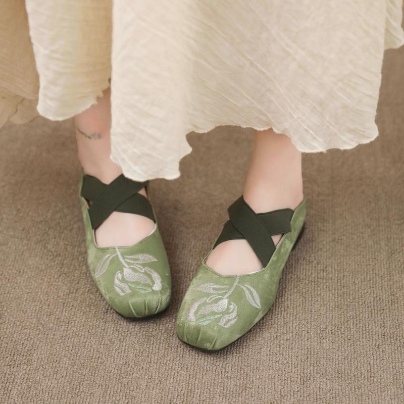 

Модная обувь Мэри Джейн Женская 2025 Новая Весна Ретро Квадратный Носок Балетный Стиль Одинарная Обувь Элегантный Темперамент Уличные Слипоны Тапочки 35 зелёный