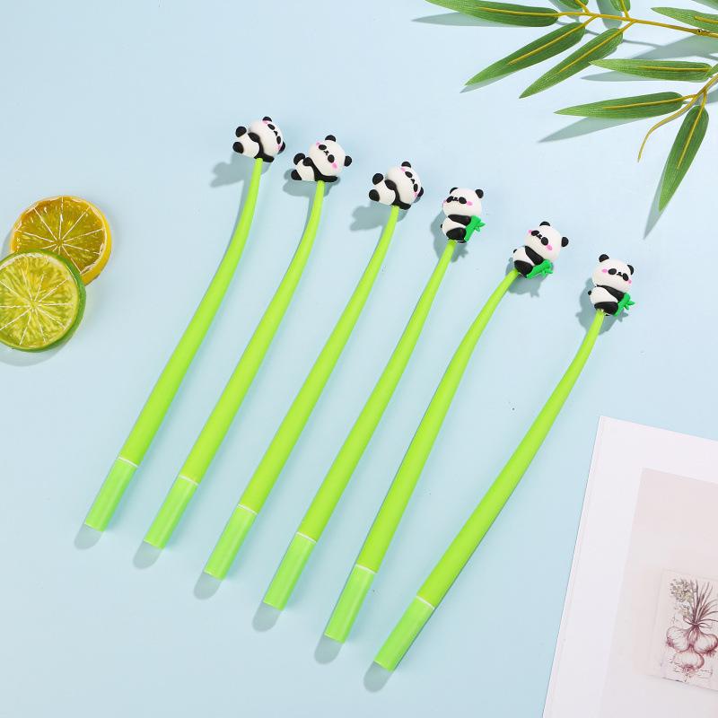 Cartoon Panda Wiggle Pen - Soft Rubber, Neutral Ink, Creative Gift for Students