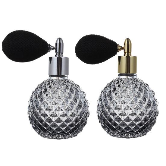 100ml Perfume Bottle Leak-Proof Fine Mist Faux Diamond-shaped Cutting Portable Vintage Air Balloon Refillable Glass Spray Bottle Gift Supply