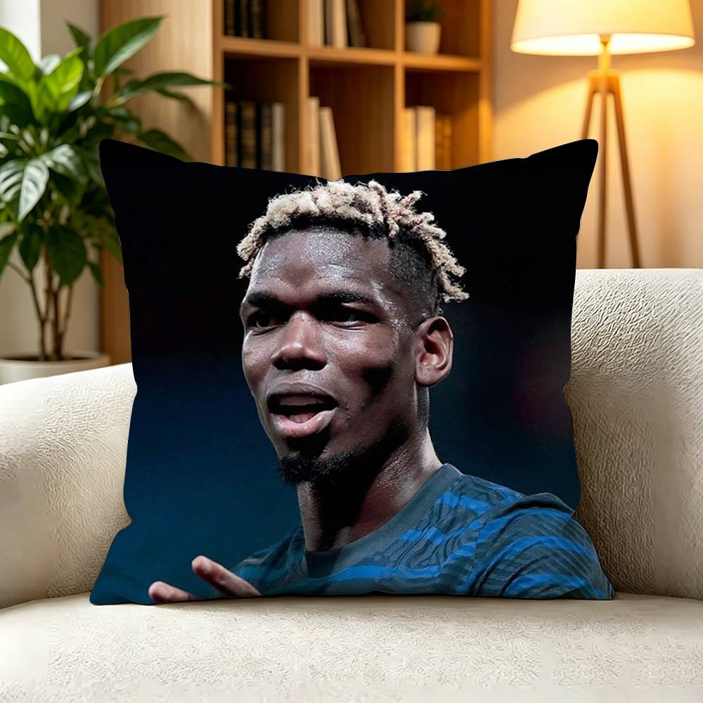 PPaul Pogba Football Midfielder Sports Square DoubleSided printed Pillow Case Bedroom Bedside Pillow Sofa Cushion Cover