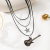 Star Pendant Vintage Necklace Punk Star Choker Rock Roll Guitar Layered Necklace For Women Men Eboy Egirl Bar Party Jewelry