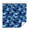 Military Camouflage Wallpaper Blue, Navy Blue and Azure 50x1000