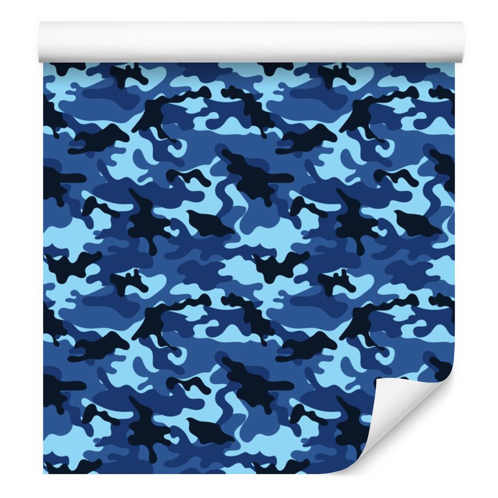 Military Camouflage Wallpaper Blue, Navy Blue and Azure 50x1000