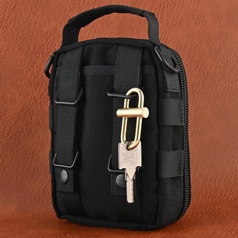 Brass Handmade Luban Lock Keychain with Quick Release Buckle and Waist Hanger.