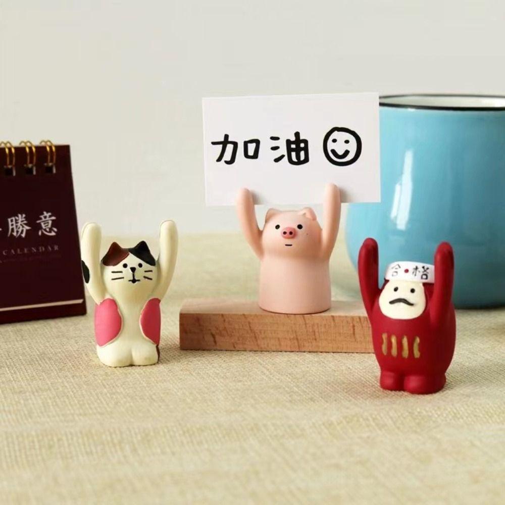 Picture Desktop Memo Clip Holder Resin Photo Stander Clip Cute Hand Raising Card Clip  Office