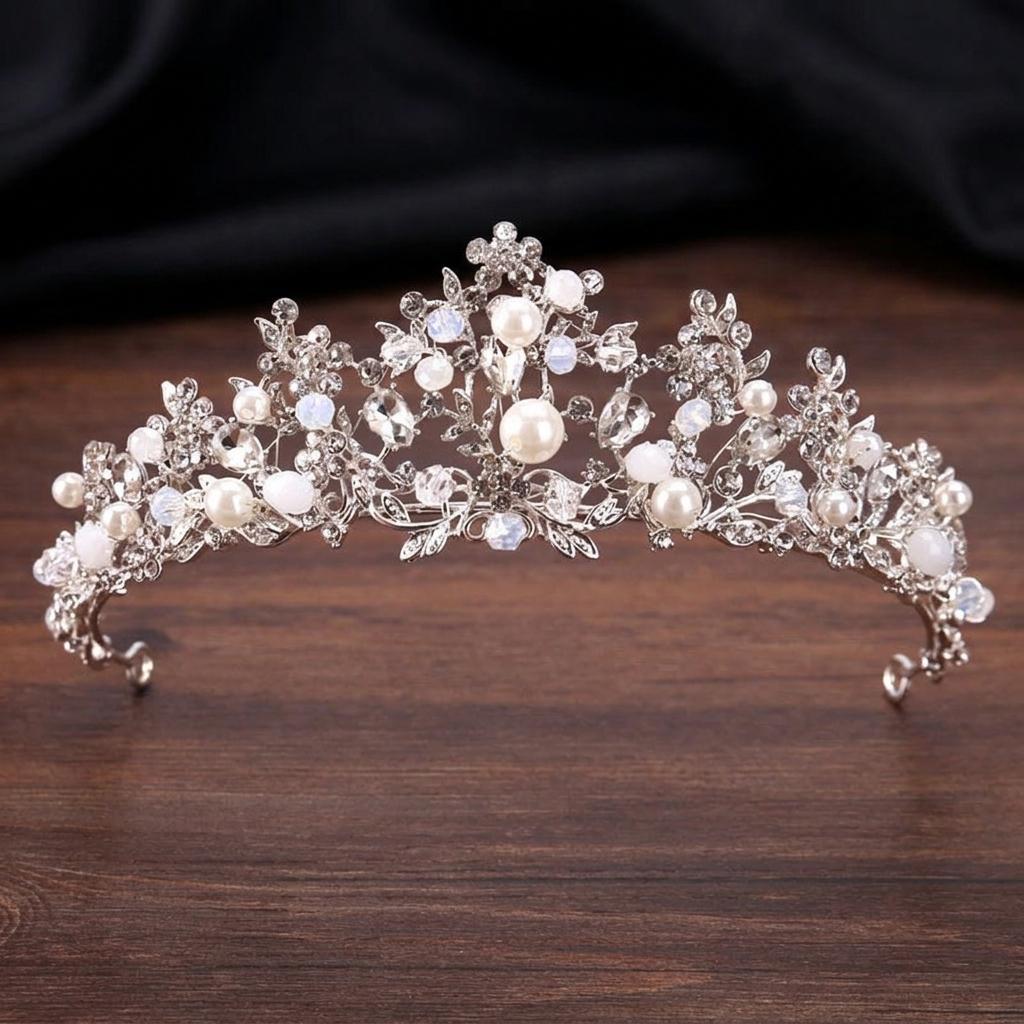 Fashion Silver Color Wedding Hair Accessories Pearl Rhinestone Queen Tiaras And Crown Wedding Women Bride Hair Jewelry Headpiece