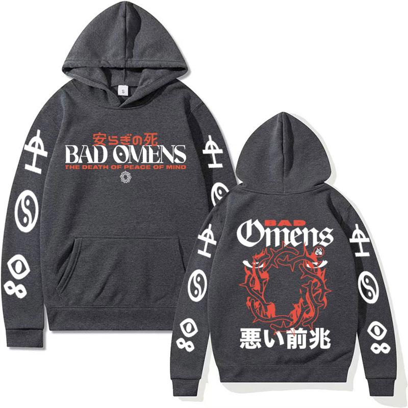 Vintage Bad Omens Funny Graphic Hoody Tour 2023 American Music Concert Hoodie Men Harajuku Hip Hop Rap Sweatshirt Y2k Streetwear