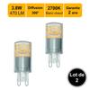 Lot of 2 G9 LED Bulbs 3.8W Capsule 470Lm 2700K - 2-year Warranty