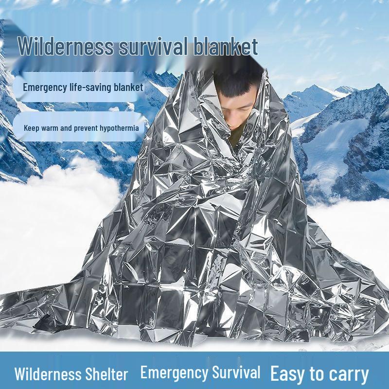 Thermal Emergency Raincoat Blanket: Cold Protection & First Aid Gear Double Silver 160x210cm