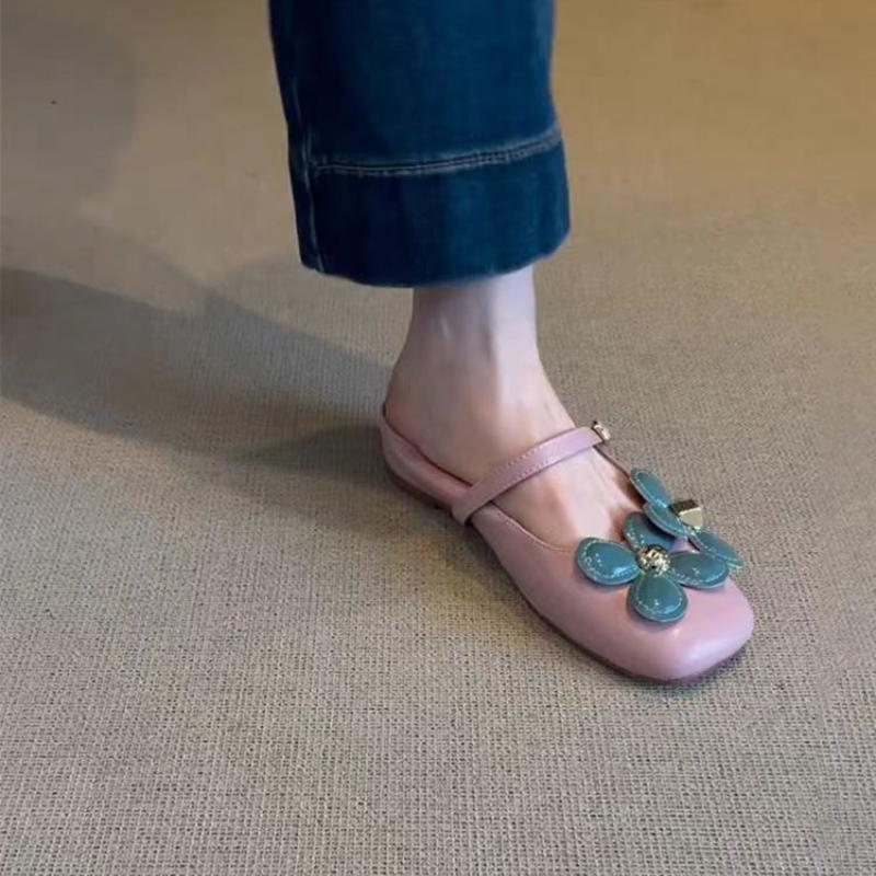 Flower Women Slippers Flats Casual Mules Shoes Women's Sandals 2025 Summer Slingback Flip Flops New Brand Slides Mujer Zapatos