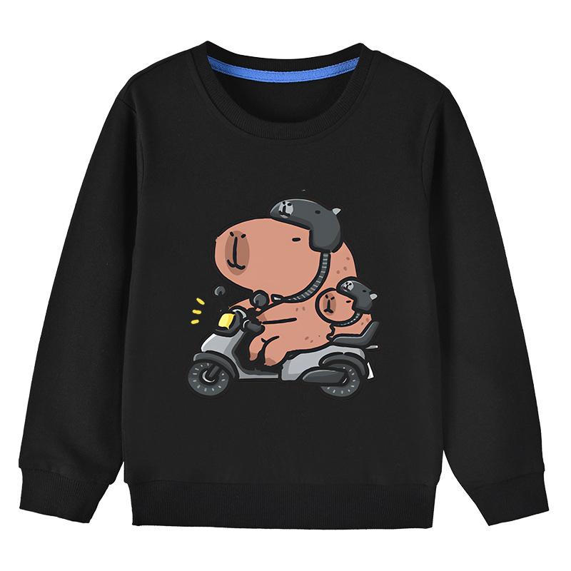Children's Clothing Kawaii Cartoon Capybara Print Long Sleeve T-shirt Animal Capibara Sport Shirts Kids Cotton Sweatshirt