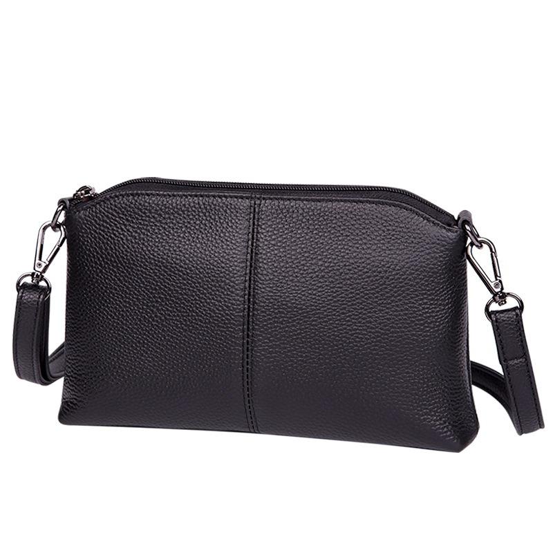 

New first-layer cowhide women s bag, messenger bag, fashionable versatile large-capacity shoulder bag, retro small bag, shell bag. 24*14*5 чёрный