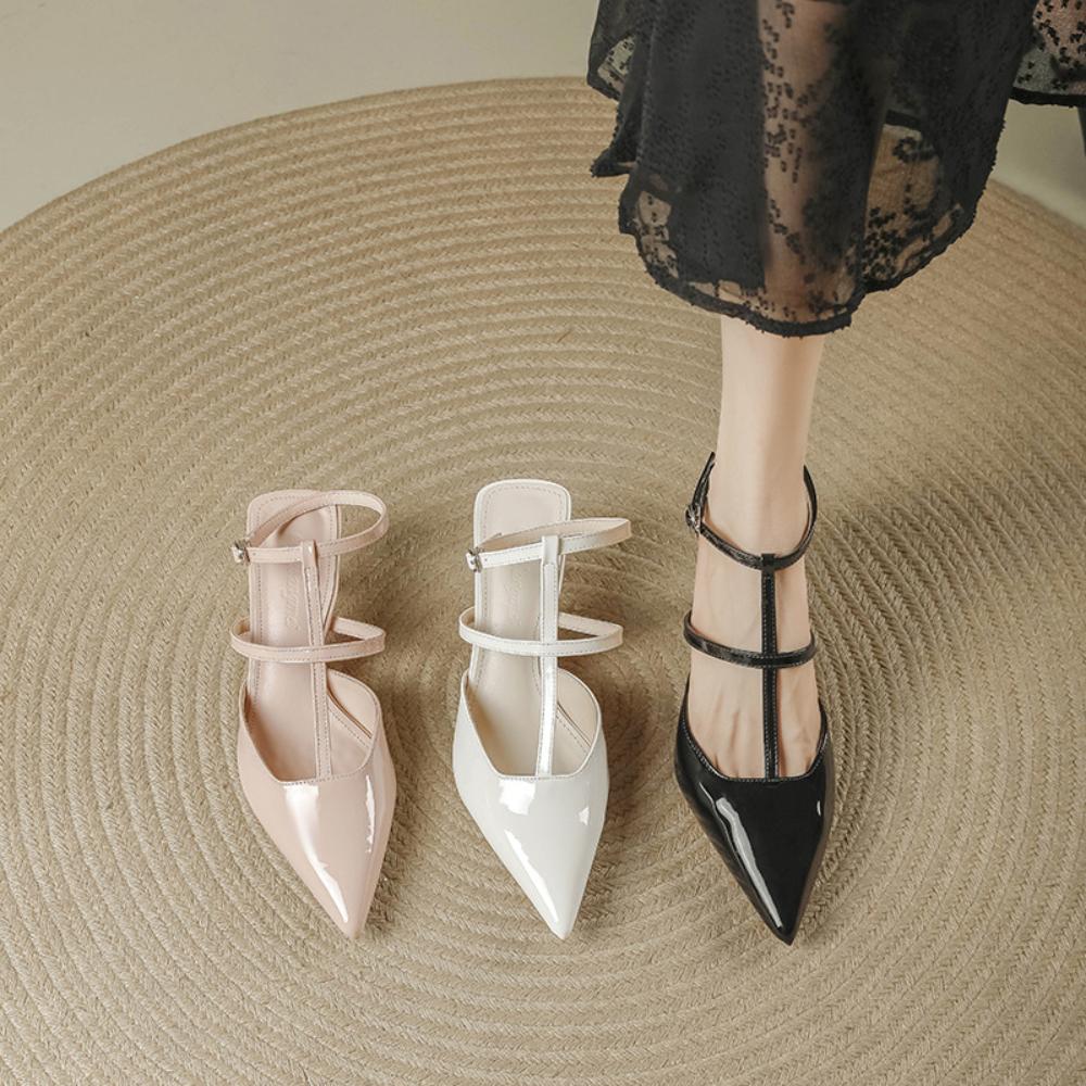 Women's Sandals Summer Pointed Patent Leather High Heel Sandals Women's Roman Sandals Women's High Heels