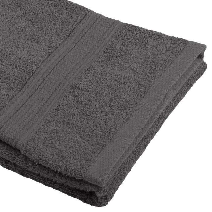 Drap de douche - LOVELY CASA - Anthracite - 100% coton bio - 70 x 140 cm - Absorbant