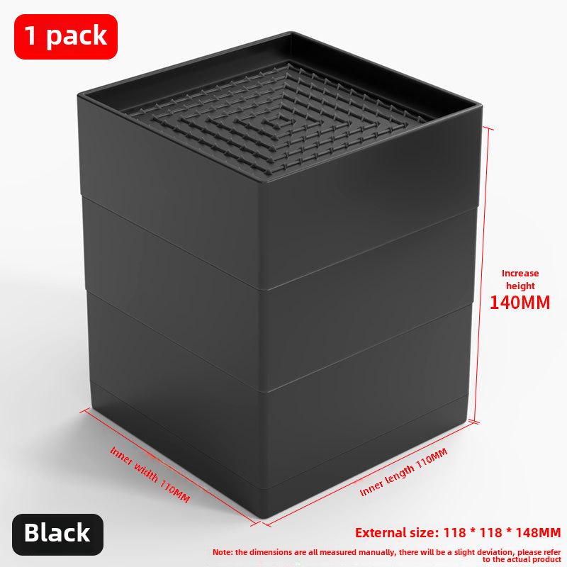 Black Furniture Bed Heightening Foot Pad, 2-3.58 Inch, Non-Slip TPU Overlay for Table, Sofa, Cabinet.