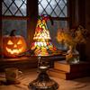 Stained Glass Magic LED Witch Hat Lamp Purple USB Plug Resin Night Light Large Ornament