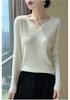 Women's Ribbed Wool V-Neck Sweater, Slimming Fit, Autumn/Winter Pullover