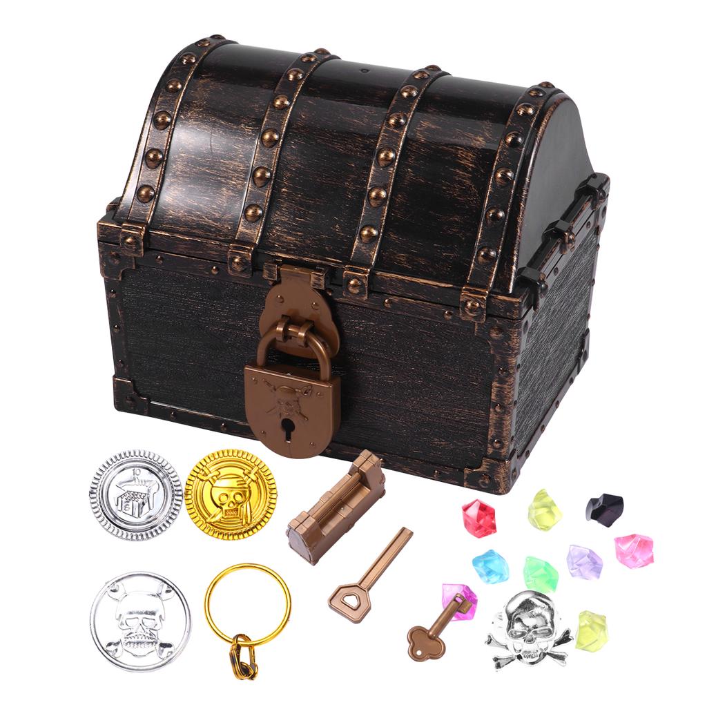 Buy 1 Set Retro Hidding Treasure Chest Toy Plastic Large Pirate Gold