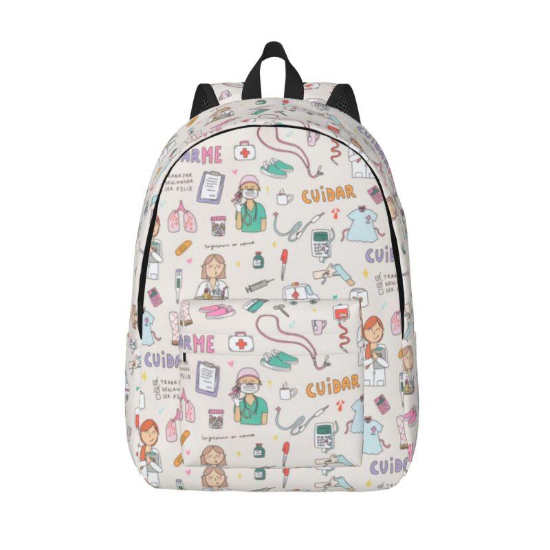 Dokter Verpleegster Enfermera En Apuros Rugzak voor Mannen Vrouwen Mode Middelbare School Wandelen Reizen Dagrugzak College Schoudertas Buiten Big 45x31x16cm