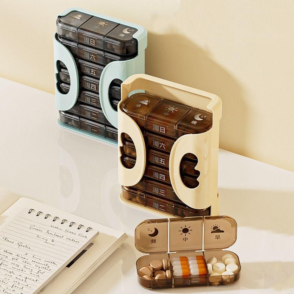 21 Grids 7 Day Pill Box Sealed Moisture-proof Pill Dispenser Box Large Capacity Waterproof Weekly Pill Organizer Elderly Care