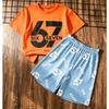 Kids Set 67 Six Seven Number Leopard Printed Kids T-shirt and Shorts 2 Piece Set Summer Casual Outdoor Boy's and Girl's T-shirt Sets