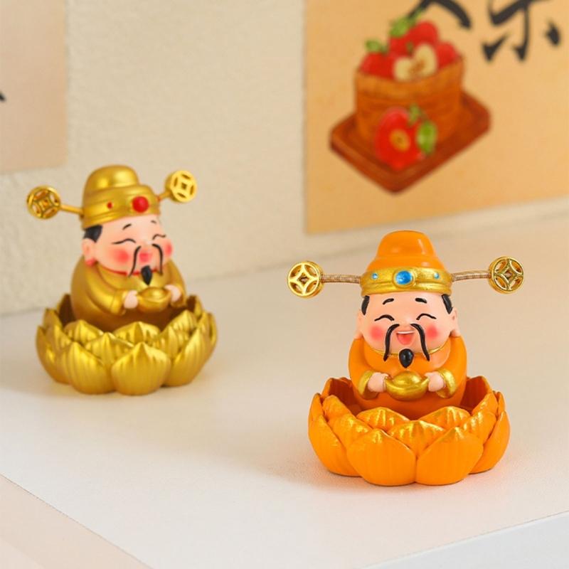 God of Wealth Figurines Resins Cai Shen Statues God of Fortune Caishen Sculptures Fengshui Ornament Home Office Decors