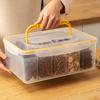 Large Capacity Divided Storage Box With Lid Portable Organizer Box For Spice Transparent Fresh-Keeping Box With Handle