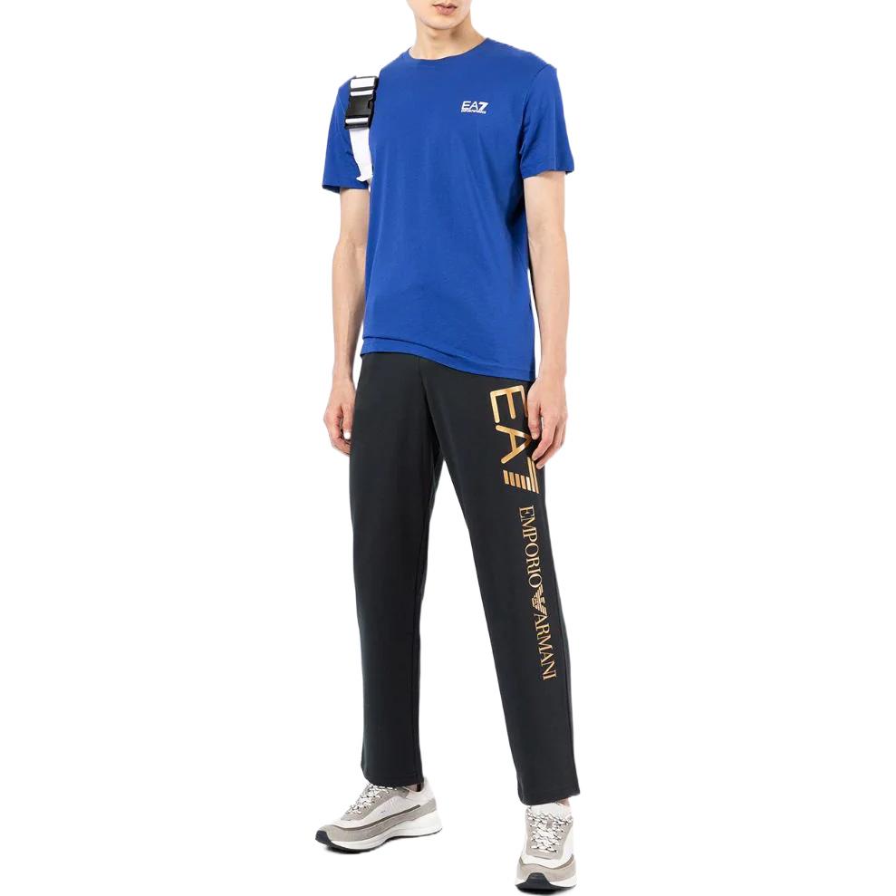 Emporio Armani SS22 EA7 Series Solid Color Logo Print Elastic Waist Straight Leg Sports Pants Men Pants Black 8NPPC2-PJ05Z-1583