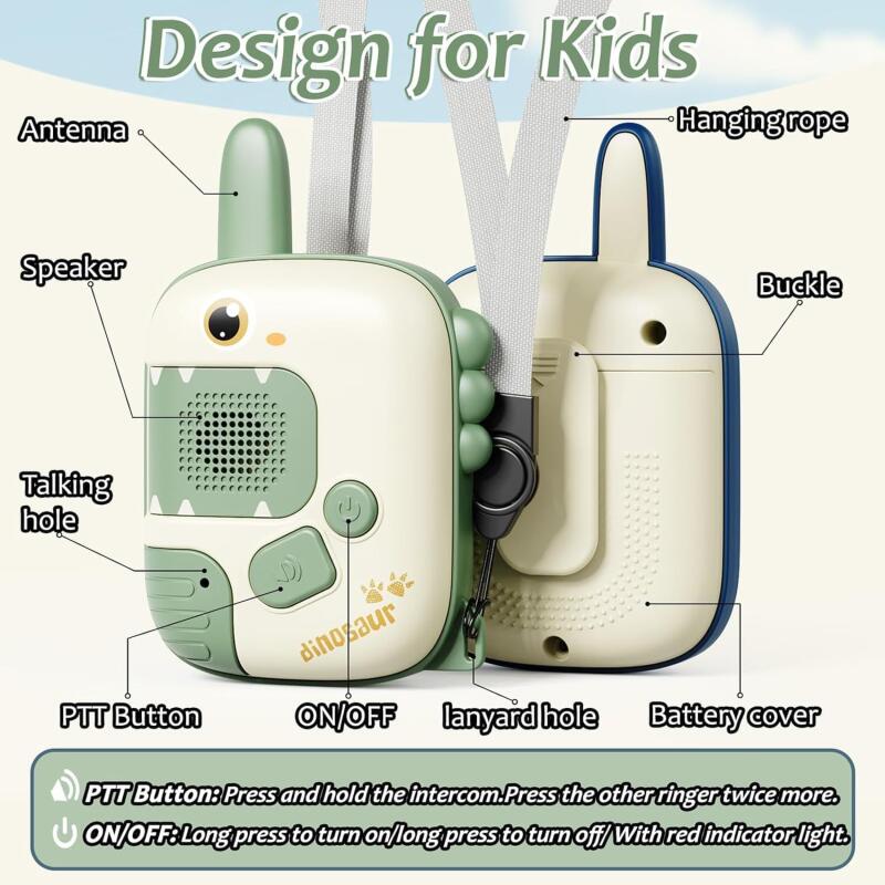 Non-Toxic Cartoon Dinosaur Children'S Walkie-Talkie 300M Long Range Baby Radio Phone Toy Interactive Electronic Toys For Children Kids Gifts