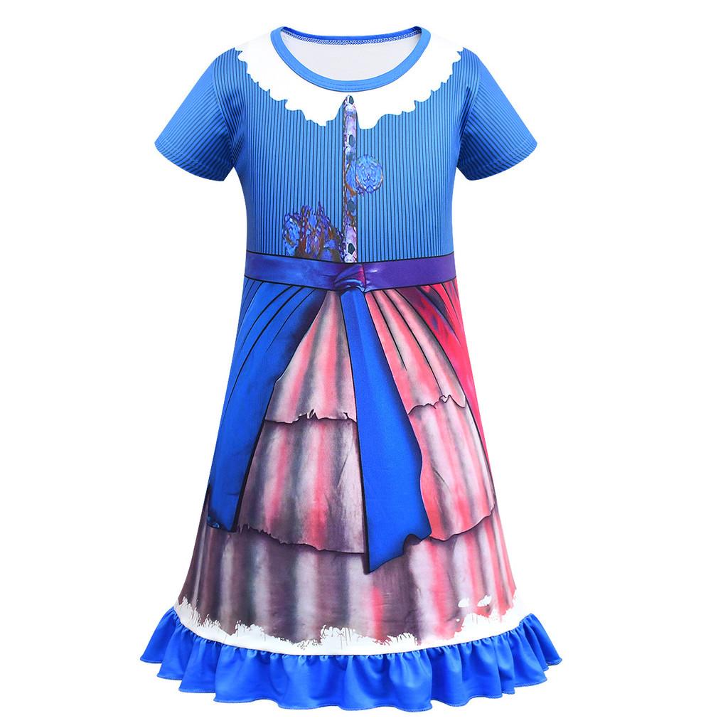

83027 Kids Girls Lily Lovebraids Printed Blue Short Sleeves Pleat Dress 100cm синий
