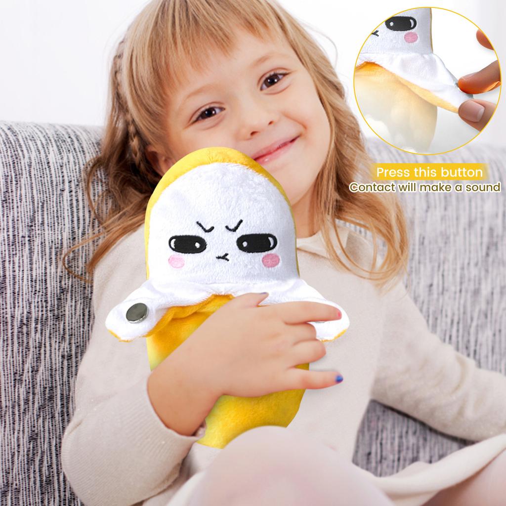 Plush Stuffed Toy Interactive Musical Banana Shape Soft Fabric Sensor Activated Sound Producing Kids Friendly Educational Plaything