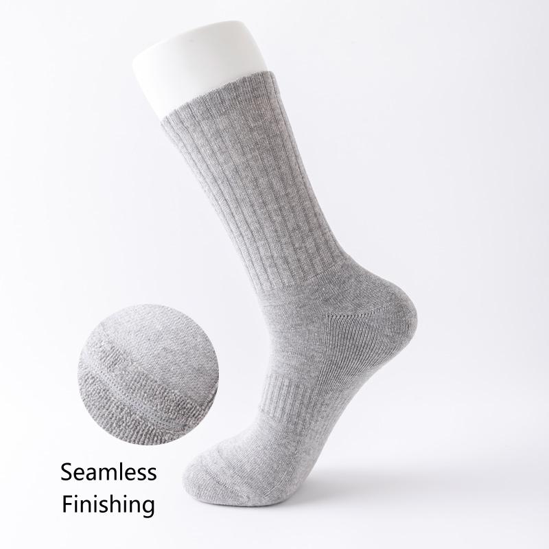 Breathable Organic Bamboo Cotton Socks Manufacturers Compression Sports Terry Socks  Solid Pure Black Seamless Socks