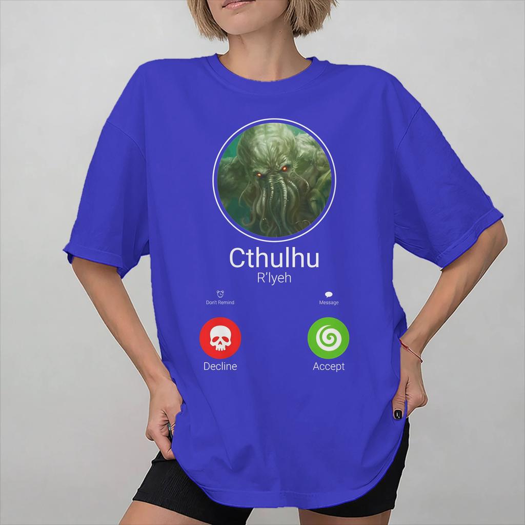 Unisex Women Graphic Printed Call Of Cthulhu Lovecraft T Shirt Tee Cotton Tshirts Clothing