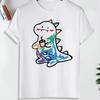 Men's Cute Dinosaur Print Loose T-Shirt, Casual Stretch Tees, Summer