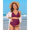 CHARMLEAKS Maternity Swimsuit Women Two Piece High Waist Bikini Scallop Trim Bathing Suit Pregnancy Swimwear