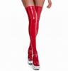 Sexy Lady Faux Leather Latex Catsuits With Belt High Cut Wetlook PU Lingerie Bodysuit Clubwear Costumes Gloves Long Stockings