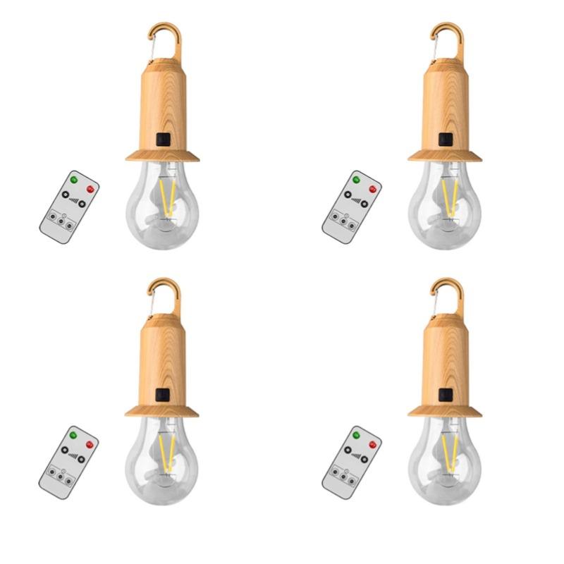 Solar USB Rechargeable LED Camping Light 4Pcs Waterproof Outdoor Tent Lantern Portable Handheld Hanging for Hiking Emergency