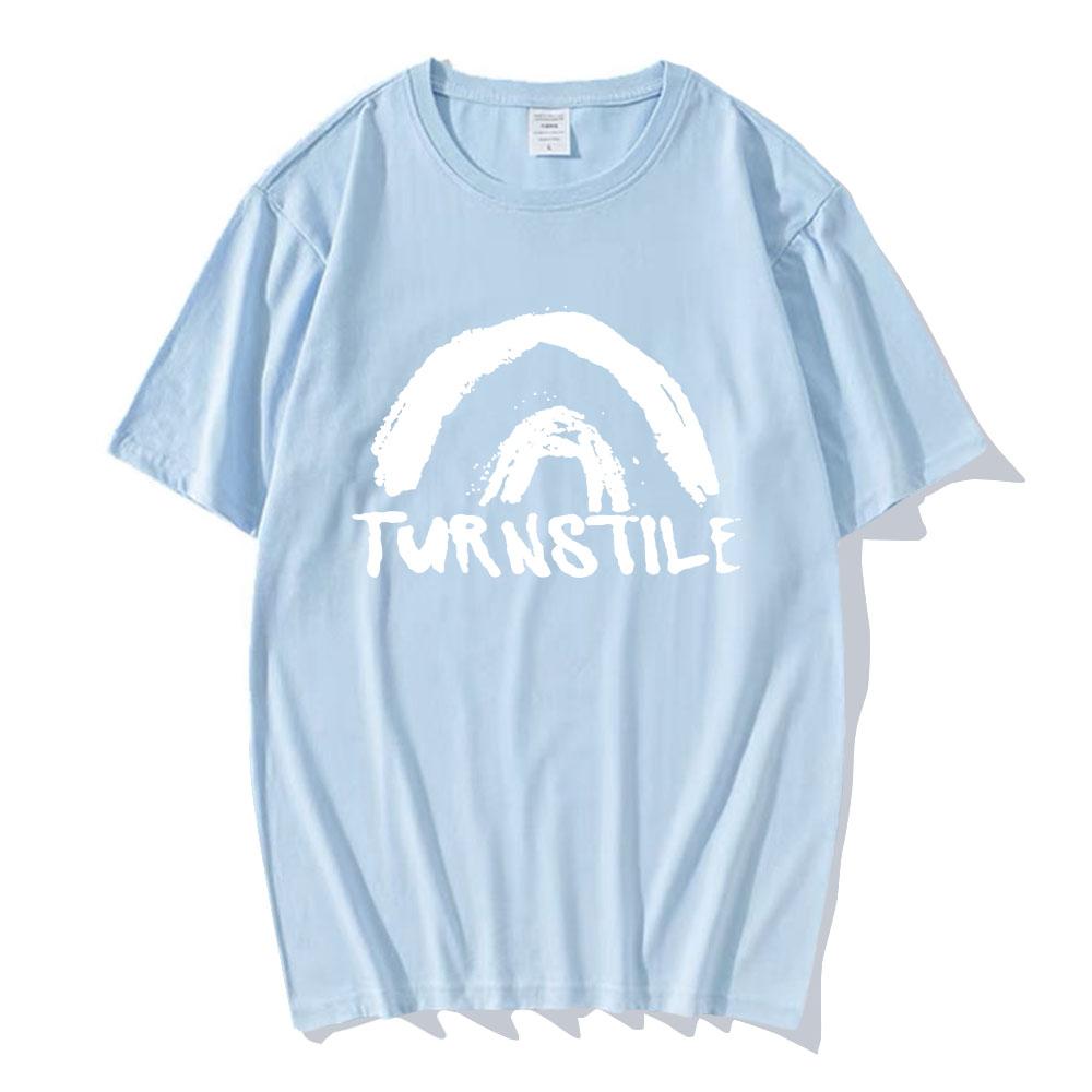 TURNSTILE DOUBLE RAINBOW T-shirt Summer Short Sleeve Male Tshirts Casual Fashion Loose Cotton T Shirt Men Women Tees Streetwear