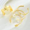 4pcs Vintage Elegant Boho Exaggerated Pearl Flower Geometric Bangle Bracelet Set For Women Holiday Party Date Daily Wear Jewelry