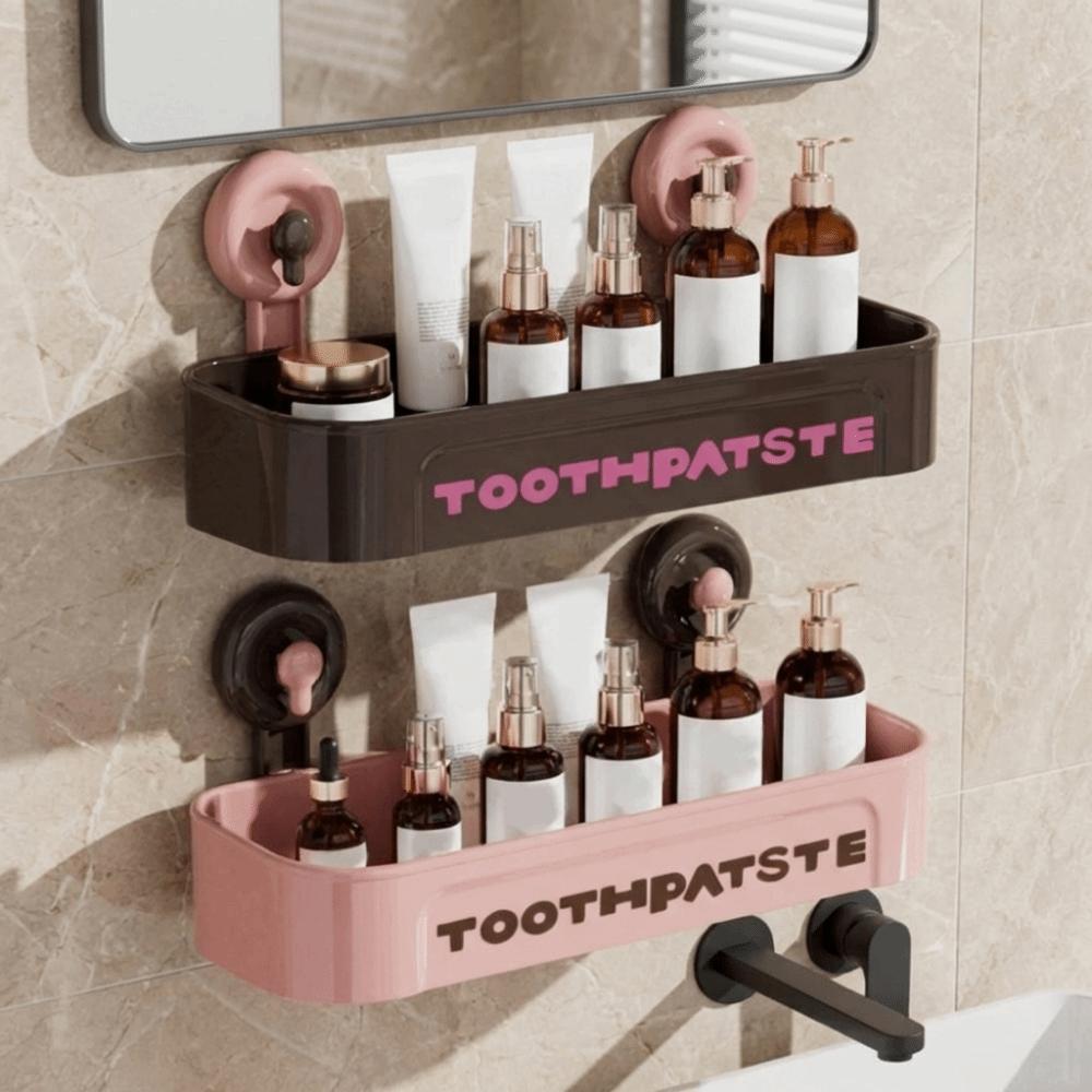 Plastic Bathroom Shelf Punch Free Wall Shower Shampoo Rack Makeup Organizer  Bathroom