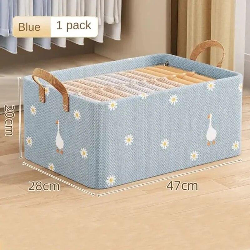 

Ящик для хранения одежды, органайзер для домашнего гардероба, разделитель для джинсов, ящик для хранения, складная корзина для хранения, нижнее белье, носки, коробка для артефактов синий