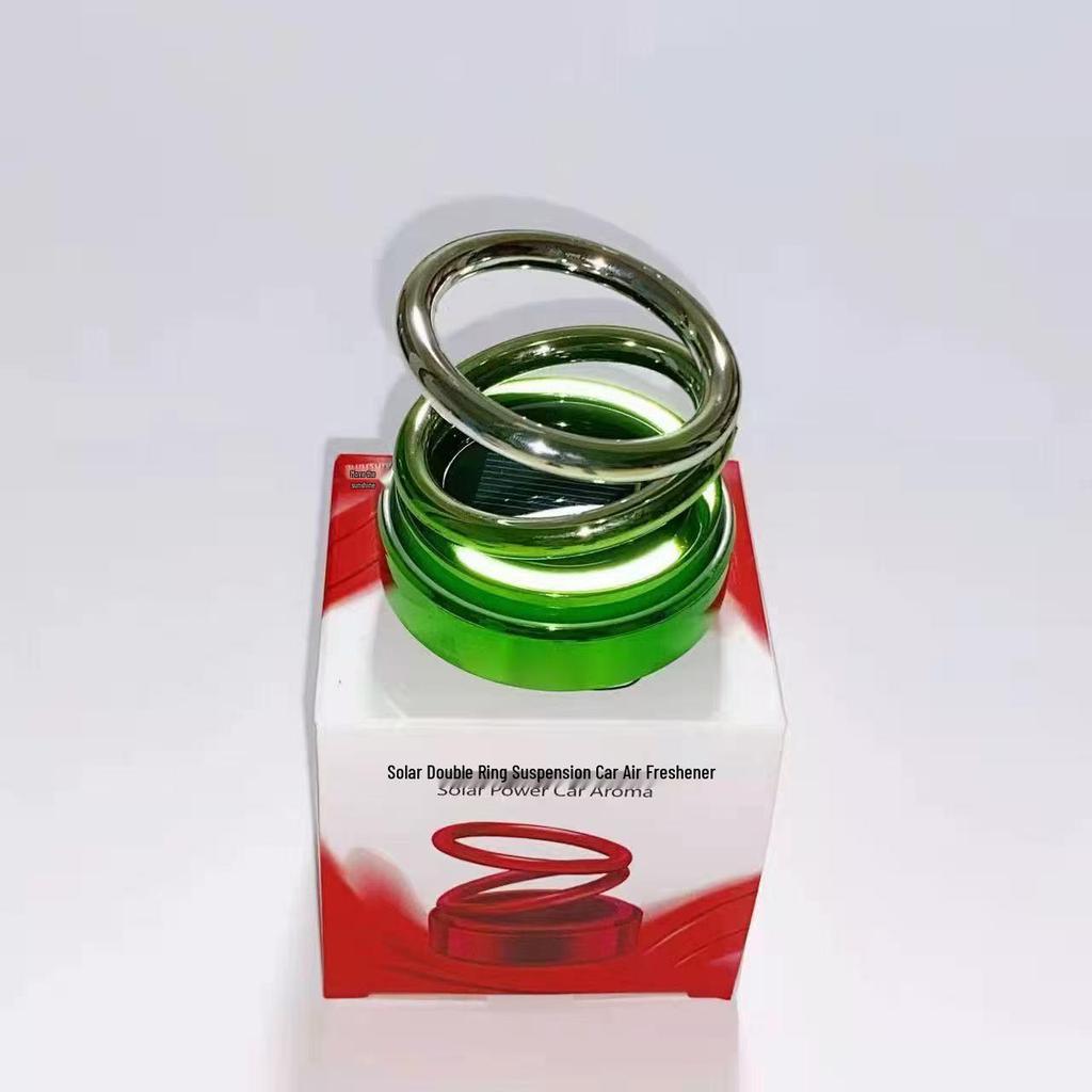Solar Rotating Car Perfume with Double Ring Suspension - Long-lasting Aromatherapy for High-end Car Interior Decor