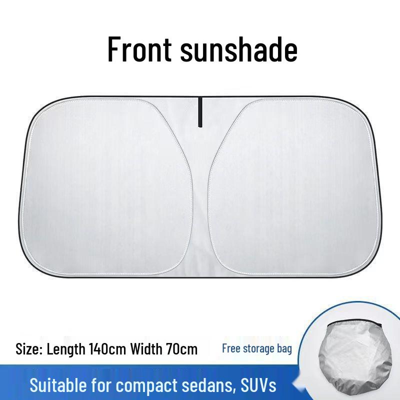 Cross-Border Summer Car Sunshade: Double Layer Heat Insulation & Zero Light Transmission Titanium Silver Coated Curtain