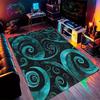 Electric Blue Koru Spiral Area Rug - 3D Effect Tribal Art Decorative Floor Mat for Living Room , Bedroom , Non-Slip Welcome Mat